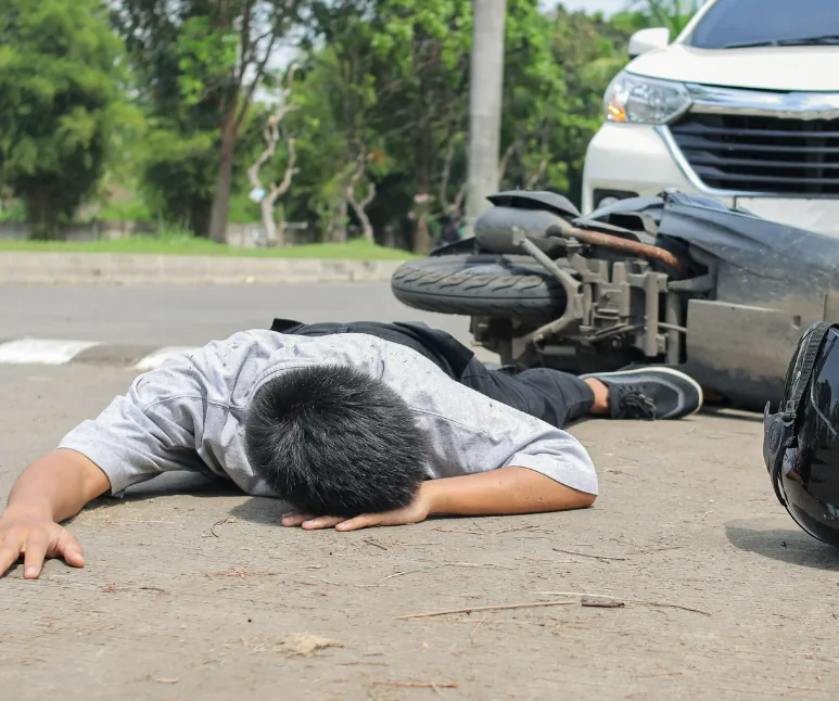 Motorcycle rider injured after a roadway collision